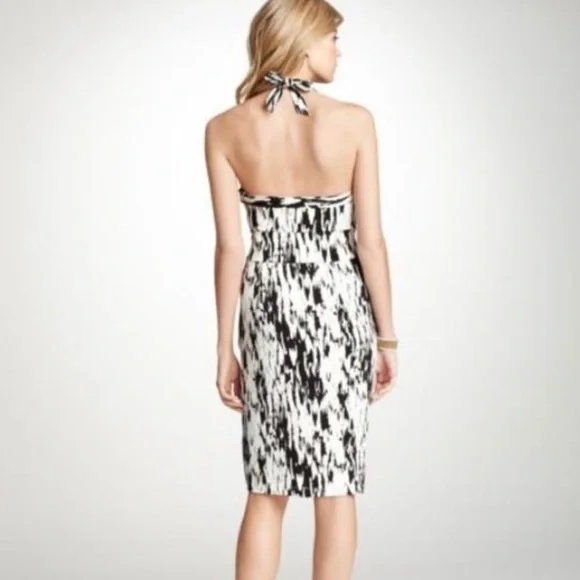NWOT Ann Taylor Black & White Printed Halter Dress - Picture 4 of 11
